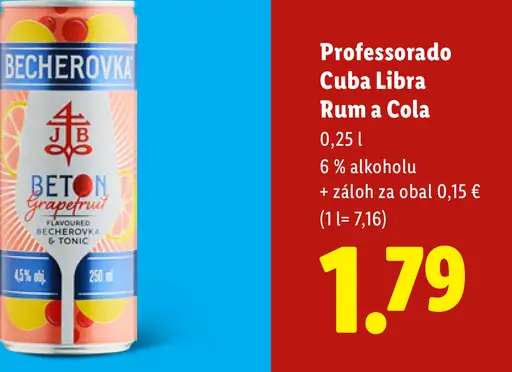 Professorado Cuba Libre, rumový miešaný nápoj s kolou
