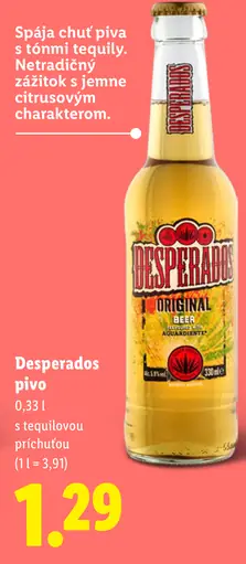 Desperados pivo s tequilovou príchuťou