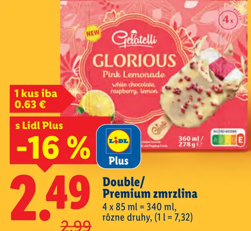 Gelatelli Glorious Pink Lemonade zmrzlina s bielou čokoládou a malinou
