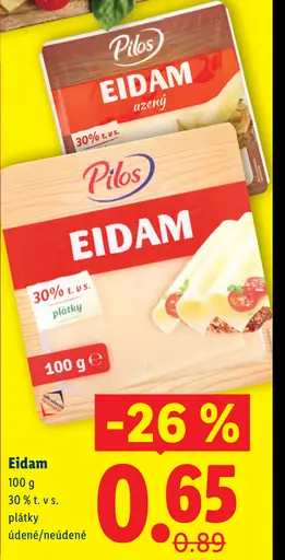 Pilos Eidam údený alebo neúdený, plátky