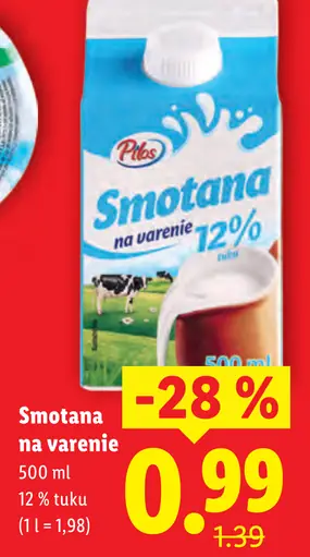 Pilos smotana na varenie 12 % tuku