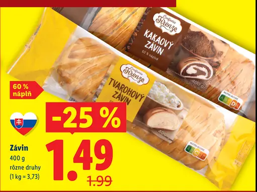 Confiserie Firenze závin – kakaový závin, tvarohový závin