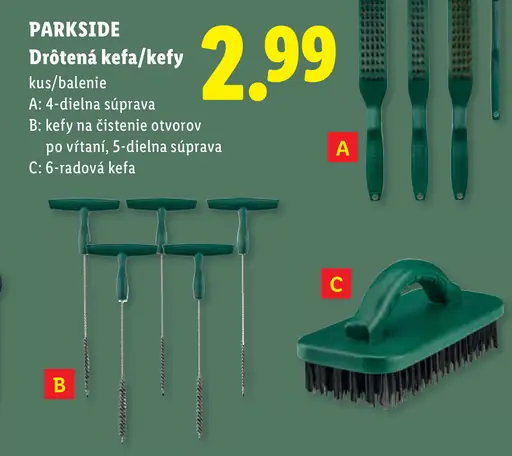 PARKSIDE Drôtená kefa – súprava na čistenie otvorov, varianta A