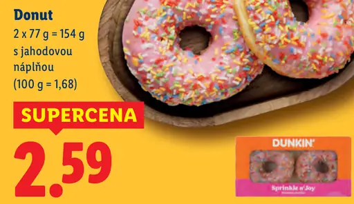 Donut s jahodovou náplňou