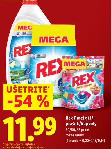 Rex prací gél, prací prášok rôzne druhy