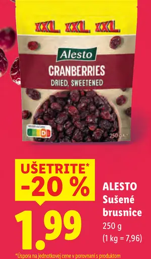 Alesto Sušené brusnice
