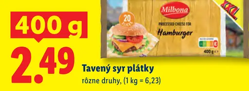 Milbona tavený syr plátky, rôzne druhy