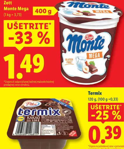 Zott Monte Mega mliečny dezert čokoládový s lieskovými orieškami