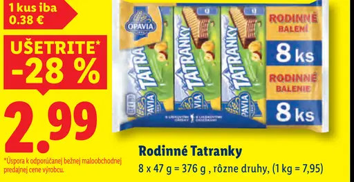 Opavia Rodinné Tatranky, rôzne druhy