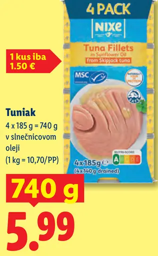 Nixe tuniakové filety v slnečnicovom oleji