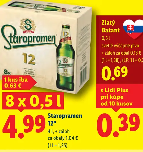 Staropramen 12° svetlé výčapné pivo