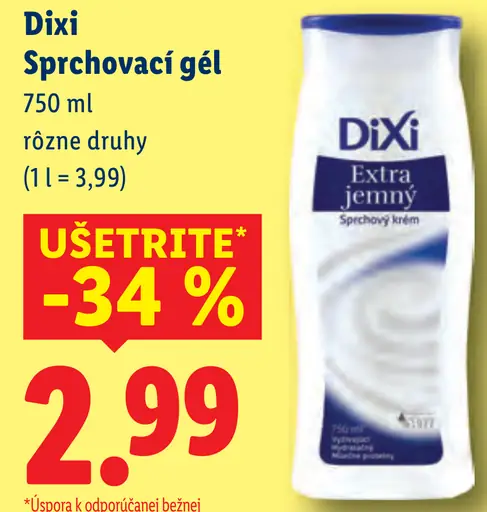 Dixi sprchovací gél vybrané druhy