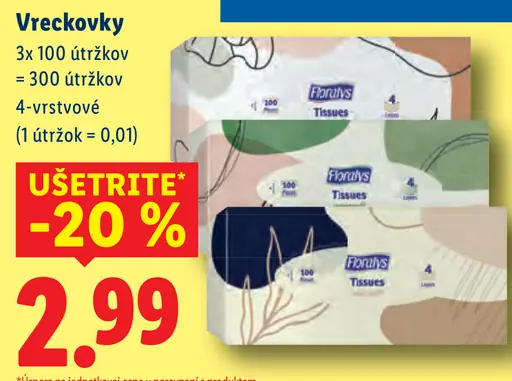 Floralys vreckovky, 4-vrstvové, 3 × 100 útržkov
