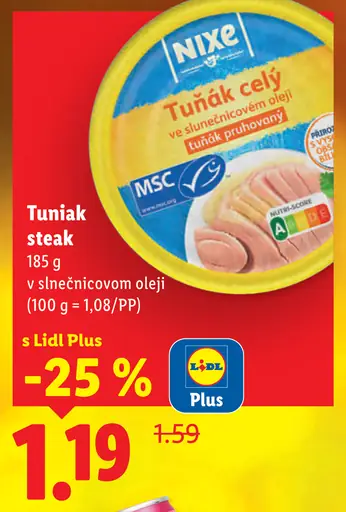 Nixe tuniak steak v slnečnicovom oleji