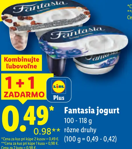 Müller Fantasia jogurt, rôzne druhy