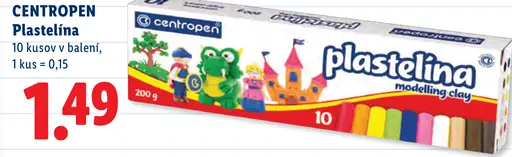 Centropen plastelína modelovacia, 10 kusov, 200 g