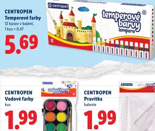 Centropen temperové farby, 12 kusov v balení