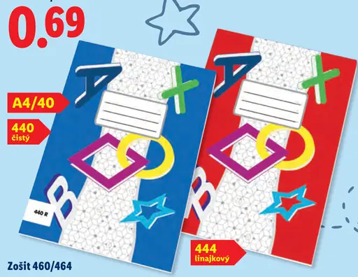 Zošit 460, čistý; 0,66 € za kus pri kúpe 3 kusov, 0,99 € za kus pri kúpe 1 kusa