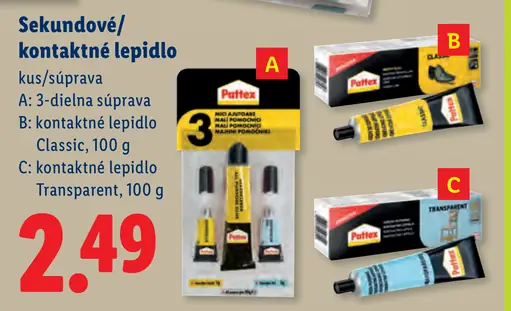 Pattex sekundové lepidlo, 3-dielna súprava