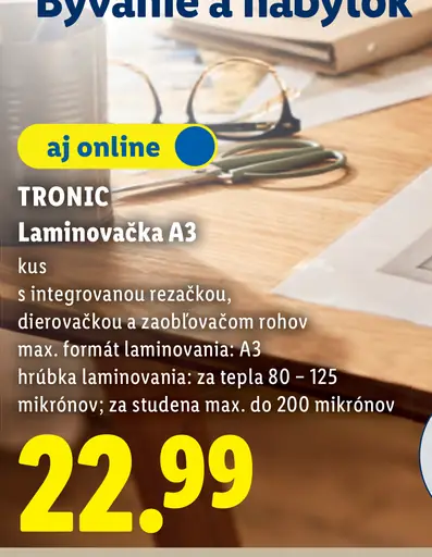 TRONIC laminovačka A3 s integrovanou rezačkou, dierovačkou a zaobľovačom rohov