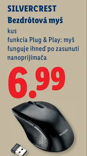Silvercrest bezdrôtová myš s funkciou Plug & Play fungujúca ihneď po zasunutí nanoprijímača