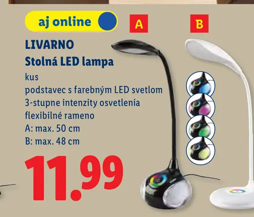 LIVARNO Stolná LED lampa – variant A, flexibilné rameno do 50 cm