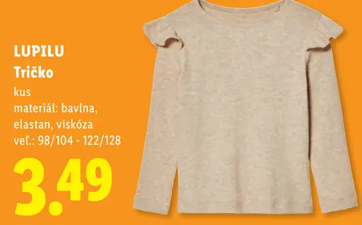 Lupilu detské tričko, materiál bavlna, elastan a viskóza, veľkosti 98/104 – 122/128