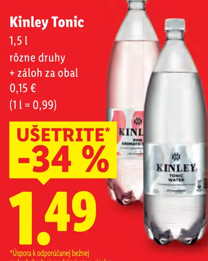 Kinley Tonic rôzne druhy