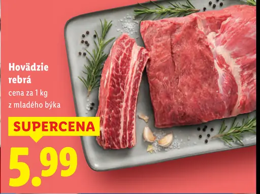 Hovädzie rebrá z mladého byka