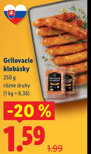 Grilovacie klobásky rôzne druhy
