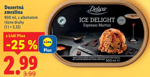 Deluxe Dezertná zmrzlina s alkoholom