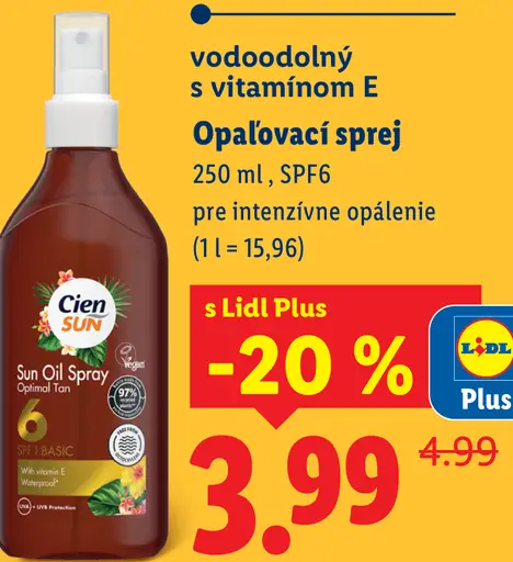 Cien SUN opaľovací sprej Oil Spray SPF6