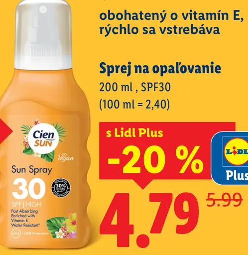 Cien Sun opaľovací sprej Invisible SPF 30