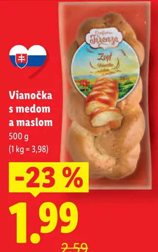 Vianočka s medom a maslom