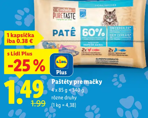 Coshida Pure Taste Paštéty pre mačky