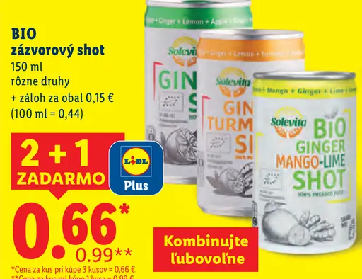 Solevita BIO zázvorový shot, Mango-Lime a Ginger-Lemon, rôzne druhy
