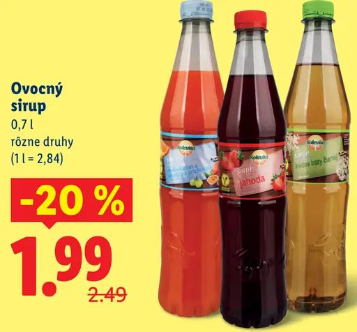 Solevita ovocný sirup, rôzne druhy