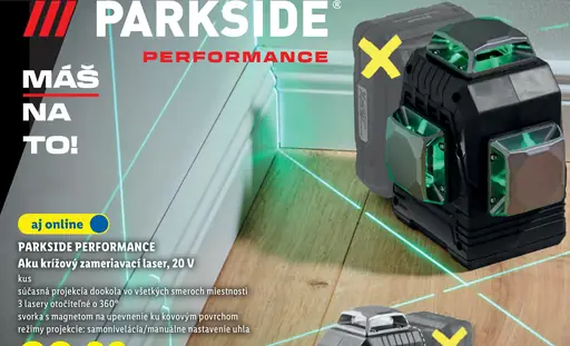 Parkside Performance akumulátorový krížový zameriavací laser, 20 V