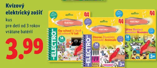 Kvízový elektrický zošit Electro pre deti od 3 rokov – rôzne druhy
