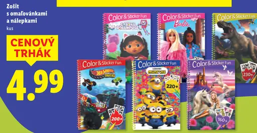 Zošit s omaľovánkami a nálepkami Color & Sticker Fun – Minions