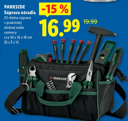 Parkside súprava náradia v praktickej úložnej taške