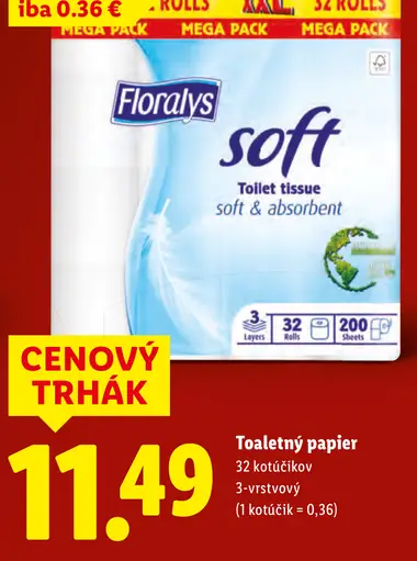 Floralys Soft toaletný papier, 3-vrstvový