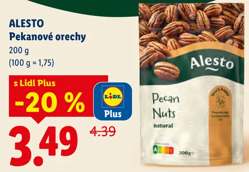 Alesto pekanové orechy, natural
