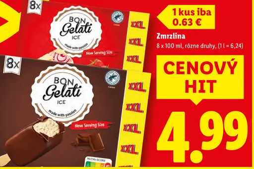 BQN Gelati zmrzlina, rôzne druhy