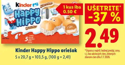 Kinder Happy Hippo orieškový