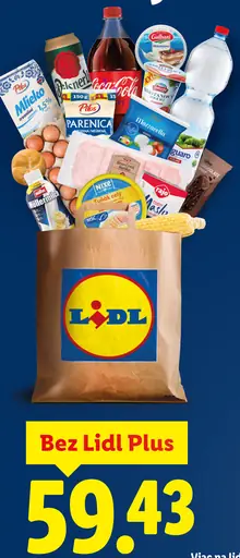 Nákupný košík potravín bez Lidl Plus