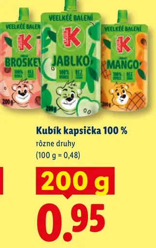 Kubík kapsička 100 %, rôzne druhy