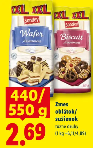 Sondey zmes oblátok a sušienok, rôzne druhy