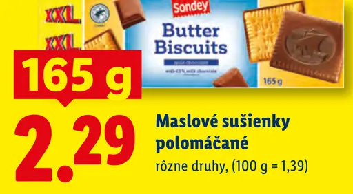 Sondey maslové sušienky polomáčané, rôzne druhy