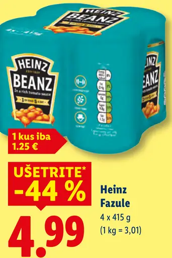 Heinz fazule v paradajkovej omáčke
